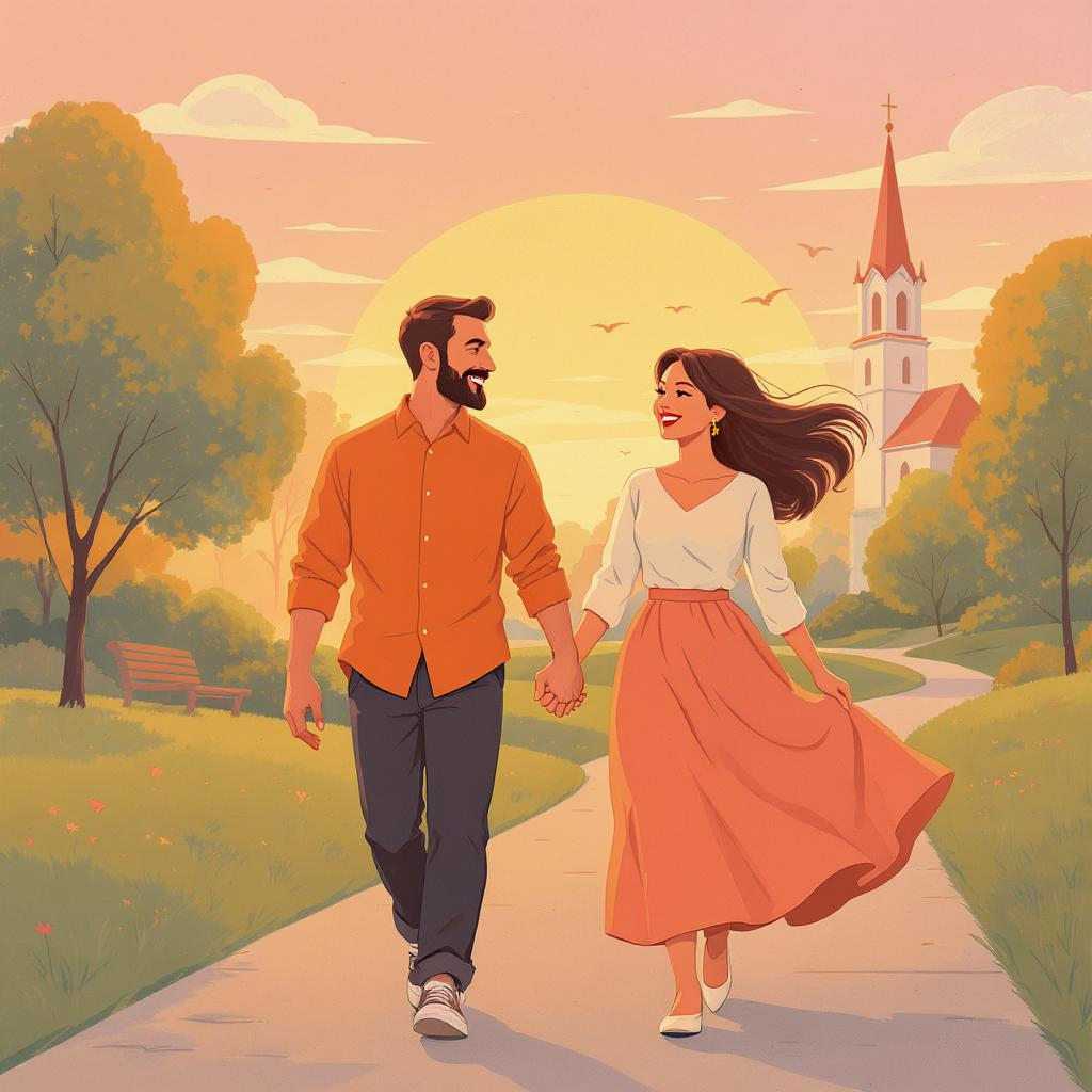 Couple walking together, illustrating thriving complementarian marriage.