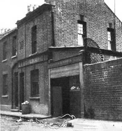 A picture of Mary Ann Nichols' body position in Bucks Row