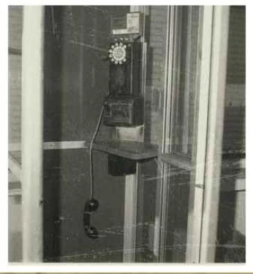Black-and-white photograph of the payphone at the Napa Car Wash where the post-attack call was traced.